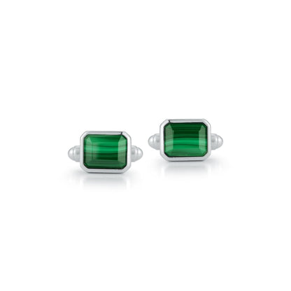 Emerald Cut Malachite Cufflinks, OS, Green