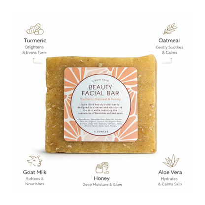 Beauty Facial Bar With Turmeric, Oatmeal, Honey Brightens Skin Complexion, Gets Rid Of Blemishes And Calms Acne  For Smooth Beautiful Skin