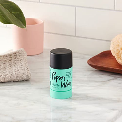 PiperWai Natural Deodorant w/Activated Charcoal | Odor Protection, Vegan, Aluminum Free, Shark Tank Product for Women & Men | Great for Travel, & Gifts | 50g Scented Stick 2-Pack