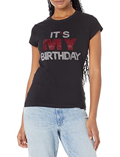 2Chique Boutique Women's It's My Birthday Rhinestone Crew Neck T-Shirt Sizes S-3X (2X) Black
