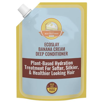 Ecoslay Banana Cream Deep Conditioner 8 oz - Nourishing Hair Mask for Dry, Damaged, Frizzy, and Curly Hair - Plant-Based Deep Conditioning Treatment for Natural and Color Treated Hair