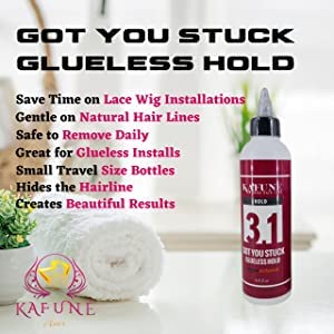 Kafune Amor Hair Care's Got You Stuck Glueless Hold: Perfect for Front Lace Wigs, Temporary Hold, Glueless, All Day Hold Lace Glue for Wigs and Toupee, Ideal for Wig and Baby Hair Styling
