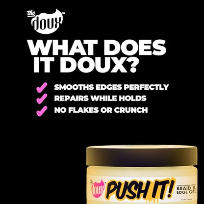 The Doux Push It! Braid & Edge Gel 8.0 Fl Oz (Pack of 1), Gold