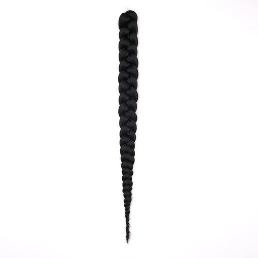 Dosso Beauty Single Pack Hypoallergenic Pre-Stretched Braiding Hair-Black, (16", 1B), Itch-Free, Fast Drying, Light-weight, Hot Water Set, Soft Texture