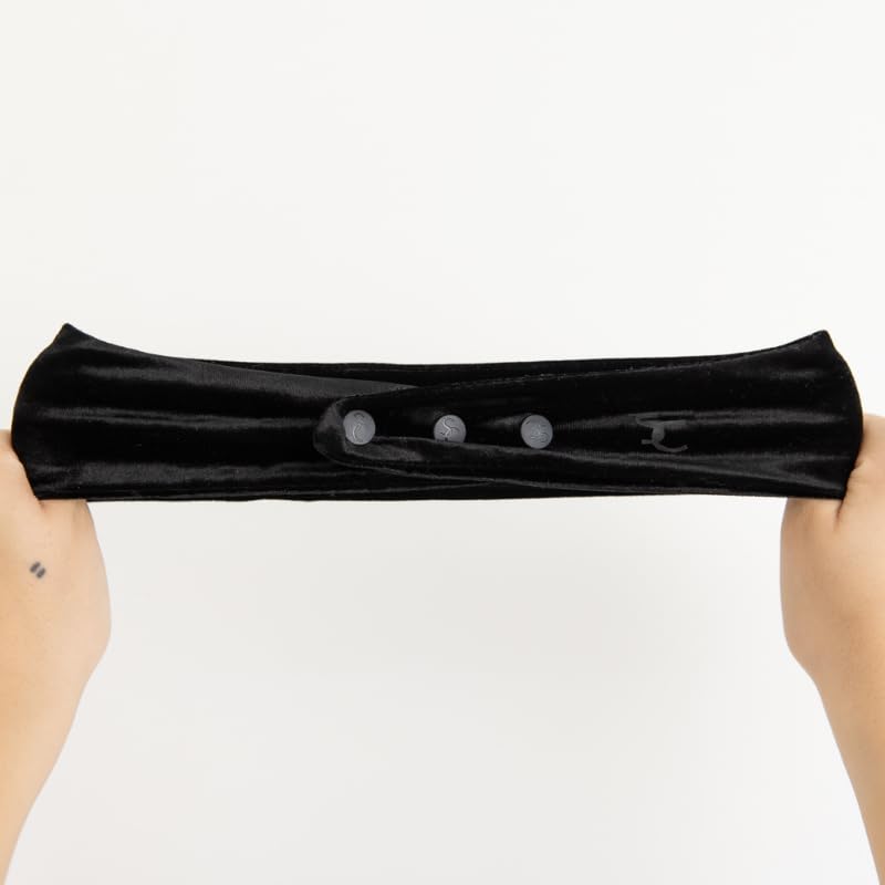 SWIRLYCURLY Women’s Fashion Headband for Thick, Natural, Curly Hair | No-Slip, 3-Snap, Adjustable, Washable, Turban Headwrap (1 Pack, Black Velvet)