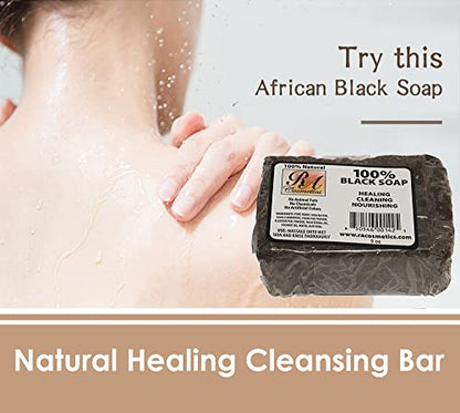 RA COSMETICS 100% Black Facial Soap Natural Healing Cleansing Bar