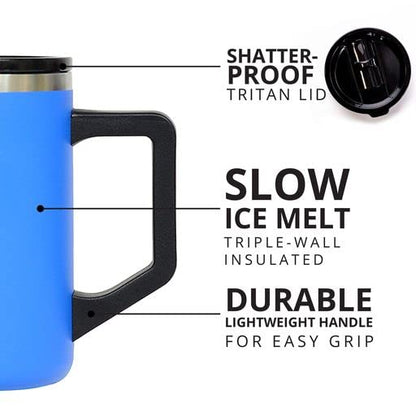 Elemental Summit Insulated Coffee Mug with Lid & Handle, Lightweight Camp Mug, Triple Wall Stainless Steel Vacuum Insulated Mug, Hot and Cold Thermal Coffee Tumbler, 16oz - Azure