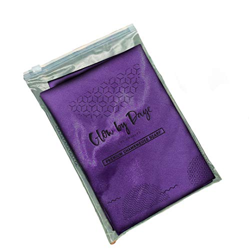 Glow By Daye Charmeuse Satin Prefolded Head Scarf, Double Layered Satin Bandana for Women, Large (Majestic Purple)