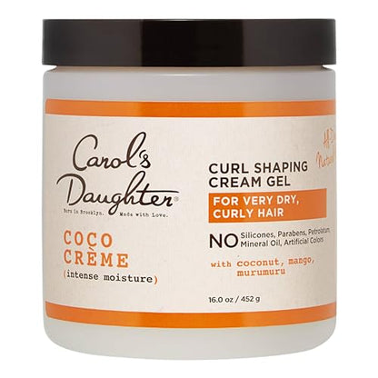 Carol’s Daughter Coco Creme Curl Shaping Cream Gel, with Coconut Oil, Coconut Milk, Silicone Free, Paraben Free Hair Gel for Curly Hair , Mineral Oil Free, for Very Dry Hair, 16 Oz