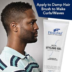 FRAGFRE Men Hair Styling Gel Fragrance Free 8 oz - pH Balanced for Men with Sensitive Skins - Not Too Firm or Too Light - Just Normal Hold for Normal Hair Styles - Hypoallergenic (Bumps Be Gone!)