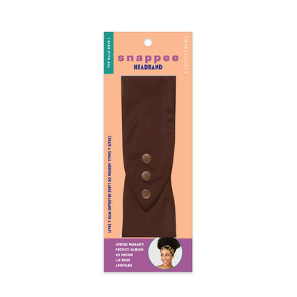 SWIRLYCURLY Women’s Fashion Headband for Natural, Curly Hair | No-Slip, 3-Snap, Adjustable, Washable, Turban Headwrap (Brown)