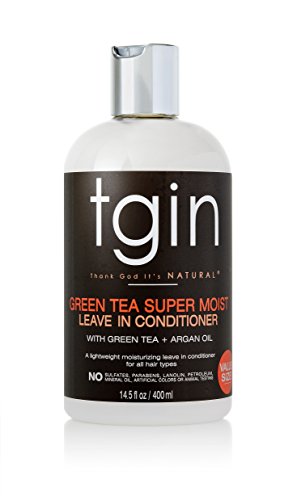 tgin Green Tea Super Moist Leave in Conditioner For Natural Hair, Argan oil, White, Green Tea, Shea butter, 13 Fl Oz