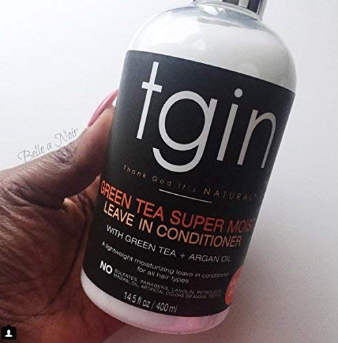 tgin Green Tea Super Moist Leave in Conditioner For Natural Hair, Argan oil, White, Green Tea, Shea butter, 13 Fl Oz