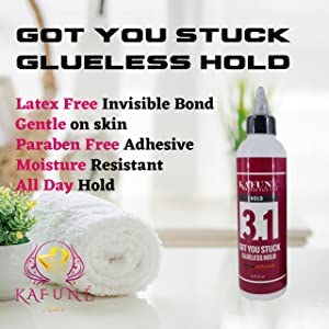 Kafune Amor Hair Care's Got You Stuck Glueless Hold: Perfect for Front Lace Wigs, Temporary Hold, Glueless, All Day Hold Lace Glue for Wigs and Toupee, Ideal for Wig and Baby Hair Styling