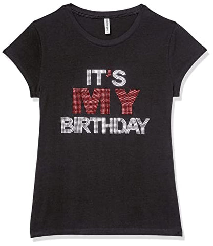 2Chique Boutique Women's It's My Birthday Rhinestone Crew Neck T-Shirt Sizes S-3X (2X) Black