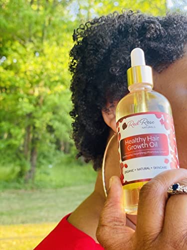 Red Rose Naturals Hair Growth Oil - Rosemary, Black Seed, Argan, Peppermint for Strong Hair, Dry Scalp, and Edges Care, Cruelty-Free, Plant-Based Ingredients - 1 fl. oz