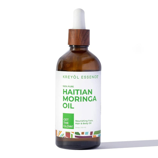 Kreyol Essence - Haitian Moringa Oil 3.4 Oz - For Face, Hair and Body, 40 Antioxidants, Behenic, Oleic Acid and Vitamin C, For All Skin Types, Not tested on animals, Paraben Free, Natural Ingredients,