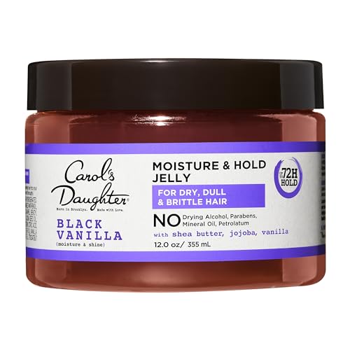 Carol's Daughter Black Vanilla Moisture and Hold Jelly, Hair Gel For Dry Hair with Shea Butter, Jojoba and Vanilla, 12 Fl Oz