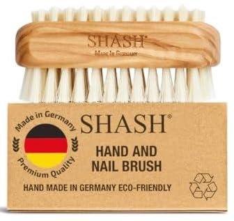 Since 1869 Hand Made in Germany - Natural 100% Natural Boar Bristle Nail Brush - Gently Removes Dirt and Grime for Clean Hands - Exfoliates Skin for Soft, Smooth Texture, Wood (Olive)