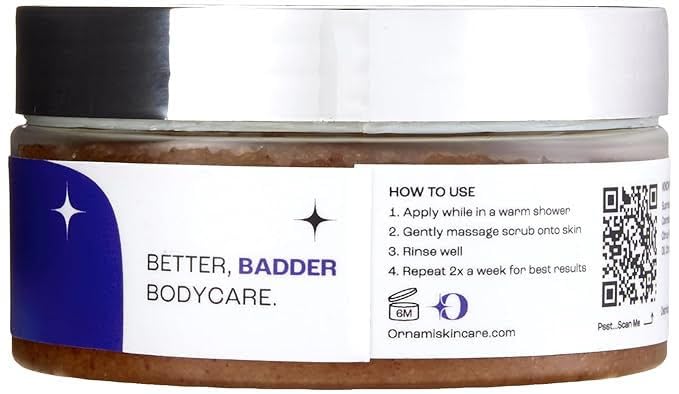 Ornami Body Scrub, Exfoliating and Illuminating Sugar Scrub with Coconut Oil and Essential Oils for Hand and Body 6.7oz