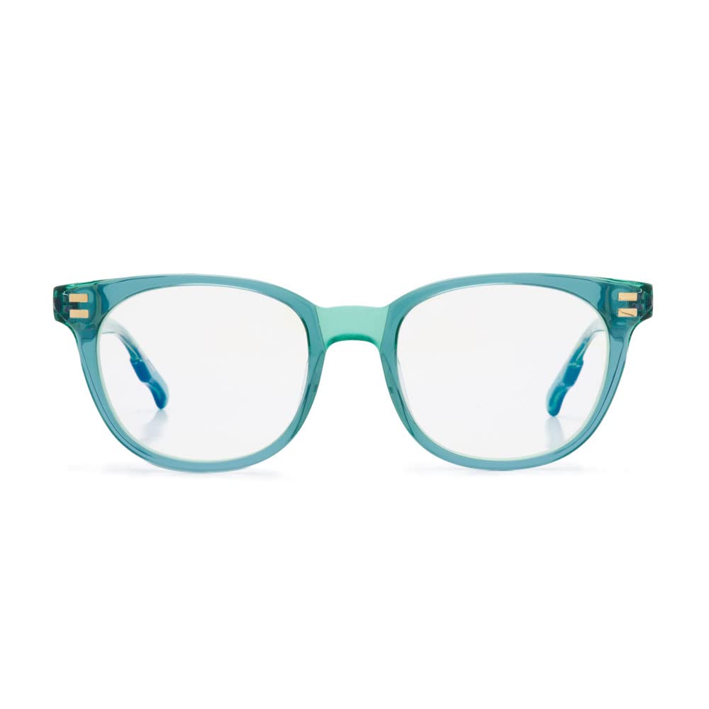 Coco and Breezy Genius Square Prescription Eyewear Frames, 105/Teal/Green, 51mm, 19mm, 148mm