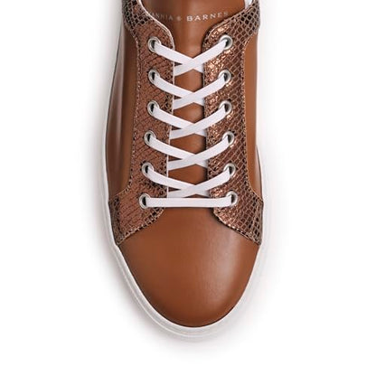 Tiannia Barnes Men's Leather Sneaker, Royal Cognac, 7