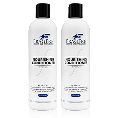 FRAGFRE Fragrance Free Conditioner 12 oz (2-Pack Gift Set) - Parabens Free Hypoallergenic - Hair Conditioner for Sensitive Skin - Deep Conditioning for Normal Treated and Fragile Hairs - Vegan GF/CF