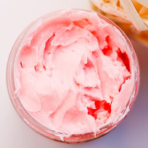 Red Rose Naturals Whipped Strawberry Body Butter for Sensitive, Dry Skin, 8 Oz, Non-Greasy, Soft & Creamy, Moisturizing Shea Butter- Natural Skincare for All Skin – Vegan