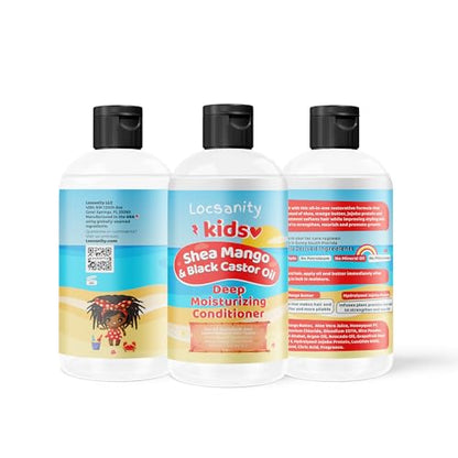 Locsanity Shea and Mango Kids Moisturzing and Deep Conditioning Conditioner, 12 oz, for Natural, Kinky and Curly Hair, Locs