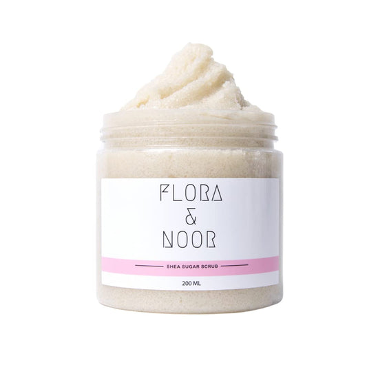 Flora & Noor Shea Sugar Scrub | Exfoliating Scrub for Body | Hydrates and Moisturizes All Type of Skin | Sugar Scrubs for Women | Infused with Colloidal Oatmeal 200 ml