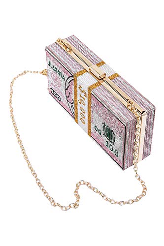2Chique Boutique Women's Pink Crystal Cash Stack Clutch