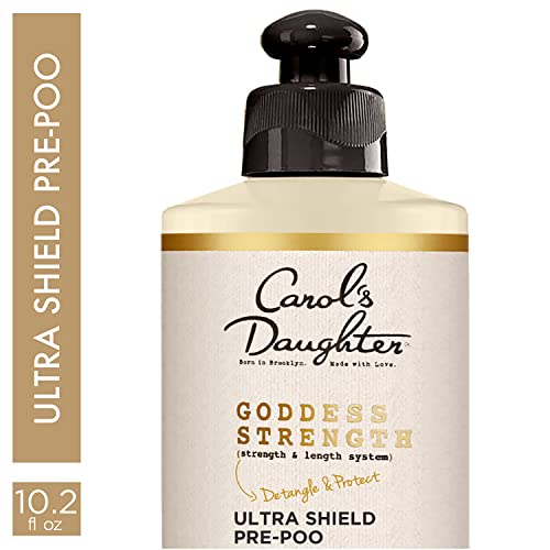 Carol's Daughter Goddess Strength Ultra Shield Pre Poo Hair Treatment for Wavy, Coily and Curly Hair, Protective Hair Detangler with Castor Oil for Weak Hair, 10.2 Fl Oz