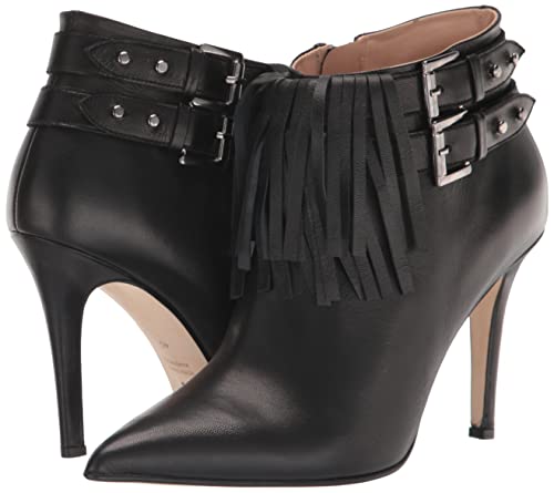 Tiannia Barnes Women's Jazzy Fringe Bootie Nappa Leather Ankle Boot, Black, 8