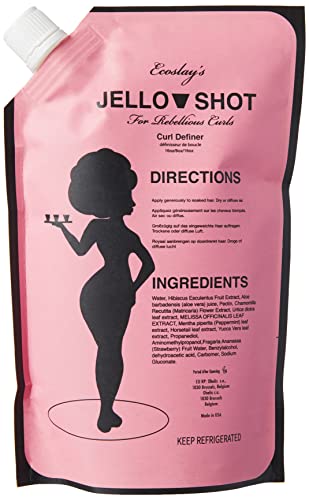 Ecoslay Jello Shot Gel - Extra Firm, Strong Hold Aloe & Okra Formula for Kinky Curly Type 4c Hair - Long-Lasting Women's Curly Hairstyling Solution - 8oz