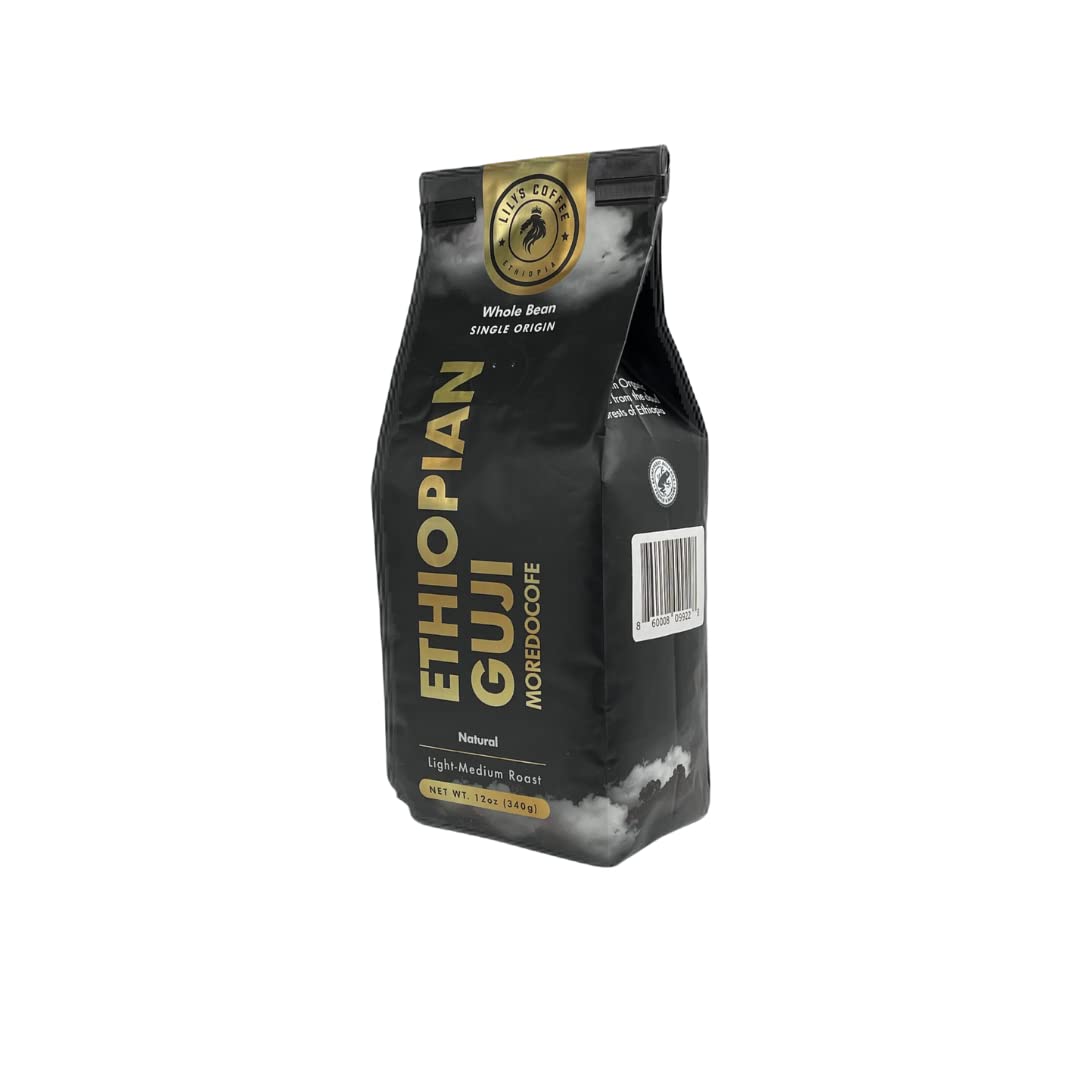 Lily's Coffee, Ethiopian Specialty Guji Coffee, Natural Process, Whole Bean Coffee, Single-Origin, Medium Roast,100% Arabica Coffee, Notes of Rich Honey, Citrus & Cocoa, 12 Ounce Bag