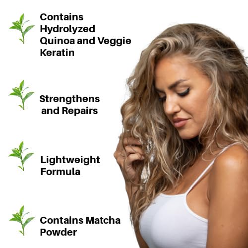 Ecoslay Matcha Boost - Quinoa & Keratin Protein Hair Treatment, Repair Mask for Damaged, Dry, Curly Hair - 8 oz