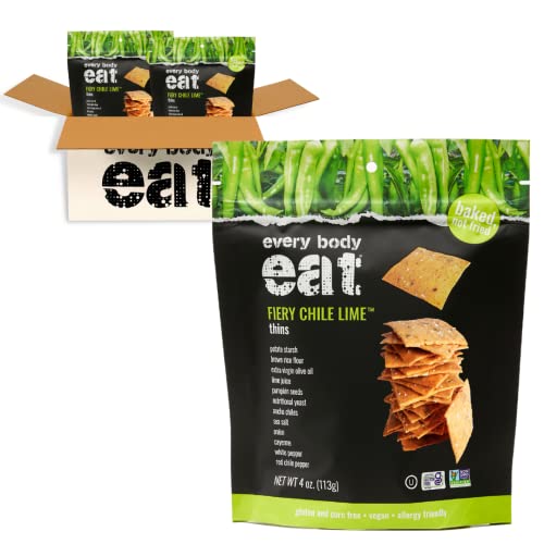 Every Body Eat Snack Thins, Fiery Chile Lime Flavor, Vegan, Gluten Free and Dairy Free (Pack of 2)