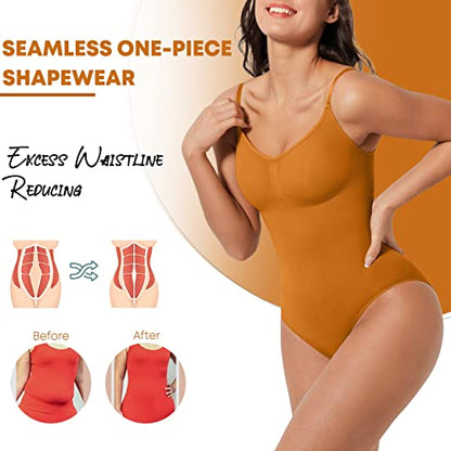 Seamless Bodyshaper Bodysuit for Women - Full Body Shapewear Body Sculpting Suits Sleeveless Round Neck