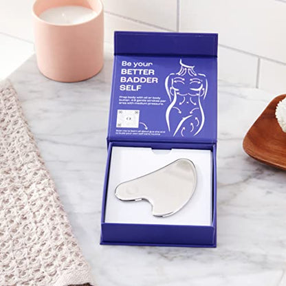 Ornami Stainless Steel Gua Sha Tool for Facial & Body Massage, Skin Tightening, Lymphatic Drainage, and Anti-Aging Benefits