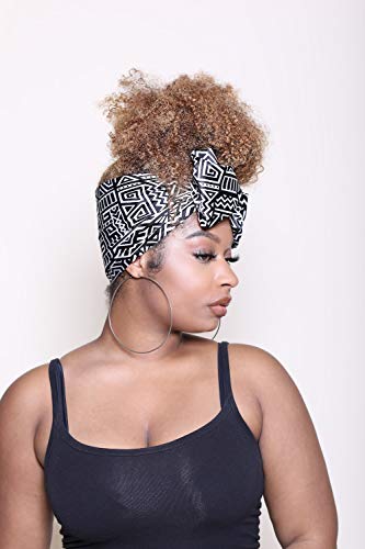 Glow By Daye Charmeuse Satin Prefolded Head Scarf, Double Layered Satin Bandana for Women, Large (Zola Print (Black and White))