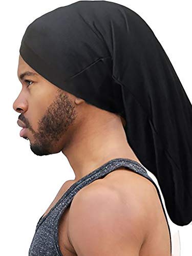 King.J Super Long Unisex Spandex Cap for Dreadlocks (Black)