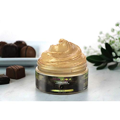 Naturalicious Cocoa Shea Luminous Body Butter | 8oz | Natural Moisturizing Body Cream That Leaves Skin Feeling Soft & Smooth (8oz)