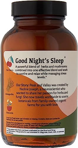 Peak + Valley Natural Sleep Aid for Adults - 60 Capsules for Deep Sleep - 3 mg Melatonin, L Theanine, Chamomile, Ashwagandha - Natural Herbal Sleeping Pills - Extra Strength Calming Sleep Aid