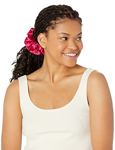 Satin Scrunchie Headband Elastics, Cute Jumbo Extra Large Stretchy Hairband Scrunchies, Gentle on Natural Hair, Dreads,Thick Ponytails, Locs and Puffs, WRAPTstyle, 2pack (Magenta)