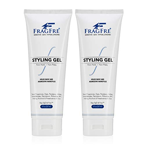FRAGFRE Firm Hold Hair Gel Fragrance Free 8 oz (2-Pack Gift Set) - Strong Styling Gel for Aggressive Hair Styles - Paraben Free Hypoallergenic Sensitive - Non-Irritating Vegan Gluten Free
