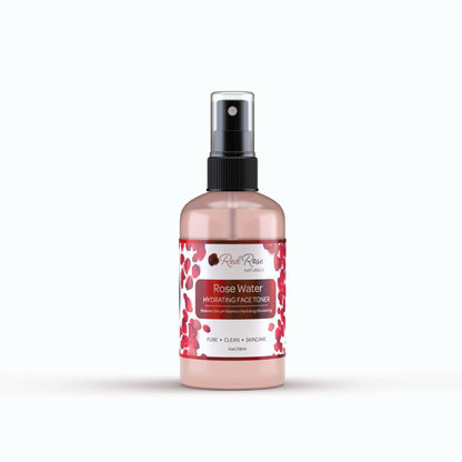 Red Rose Naturals Rosewater Toner, 100% Natural Hydrating Rose Water for Hair and Face, Gentle Formula, Suitable Sensitive Skin, Alcohol Free 4 oz. Spray Bottle