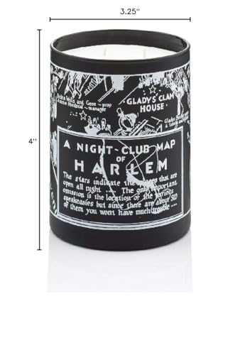 Harlem Candle Company Langston Map Luxury Candle, 11 oz Black Glass Jar with Harlem Map Print, Double Wick, Soy Wax, Gift Box, Jasmine, Sandalwood, Nutmeg, Cloves, Vanilla, Leather, and Amber