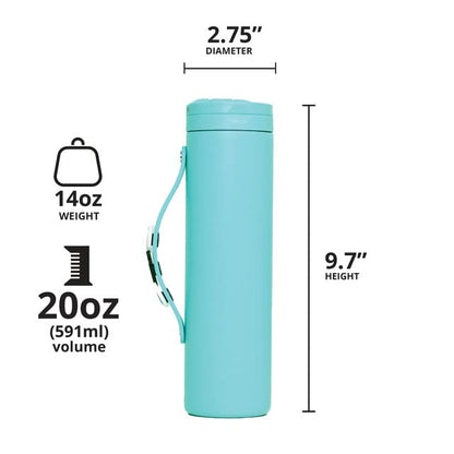 Elemental Iconic Kids Water Bottle with Straw Lid & Charms Strap, Leak-Proof When Closed, Triple Insulated Stainless Steel Reusable Thermos Water Bottle - 20oz, Robin's Egg