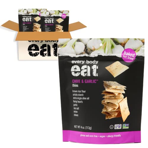 Every Body Eat Snack Thins, Chive and Garlic Flavor, Vegan, Gluten Free and Dairy Free (Pack of 2)