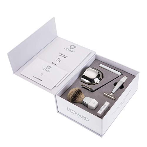 4 Piece Shaving Set for Men Shave Complete Shaving Kit with Stainless Steel Shave Bowl, Easy-Grip Brush and Stand - Safety Razor Head